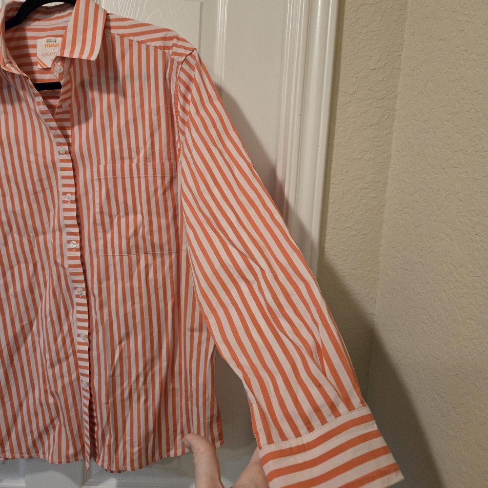 Addison Bay Women's Coral Striped Blouse - Picture 5 of 9